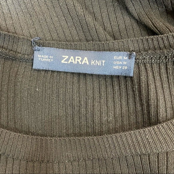 Zara Knit Ribbed Black Cold Shoulder Top - Picture 4 of 7